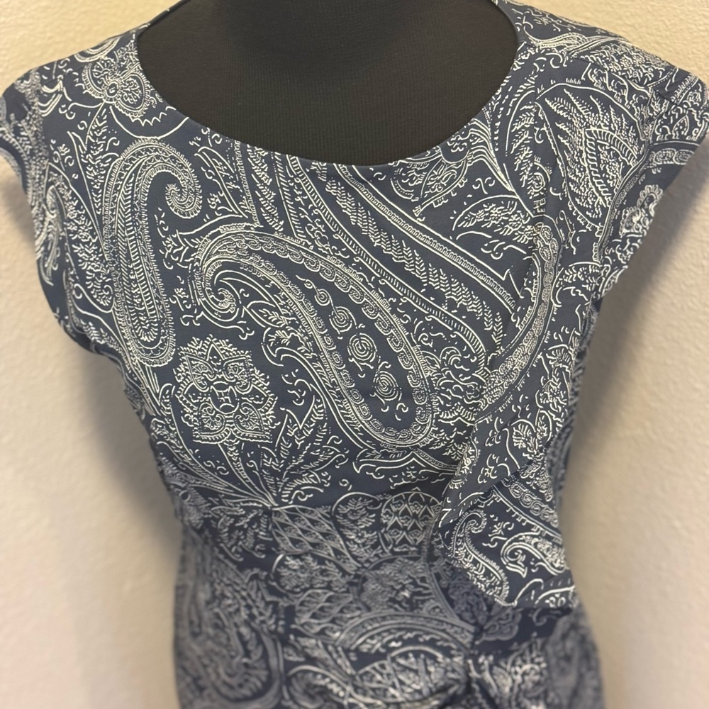 Etro Blue Monochrome Paisley Printed Ruffle Midi Dress Size 46 10 $1950 - Picture 3 of 13